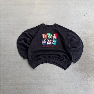 Vintage 90s Wile E Coyote Crew Neck Looney Tunes Black Oversized Boxy Mens XL?